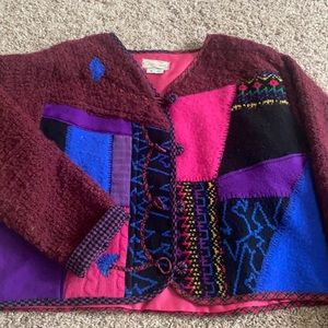 Multi color button up knit sweater